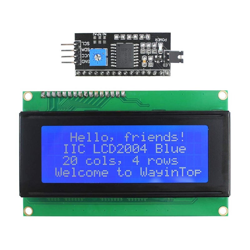 WayinTop وياين توب 20x4 2004 وحدة عرض LCD مع محول واجهة تسلسلية IIC/I2C/TWI (أزرق/2004) - Image 1